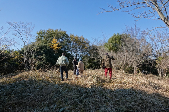 三山頂上で眺望を楽しむ会員